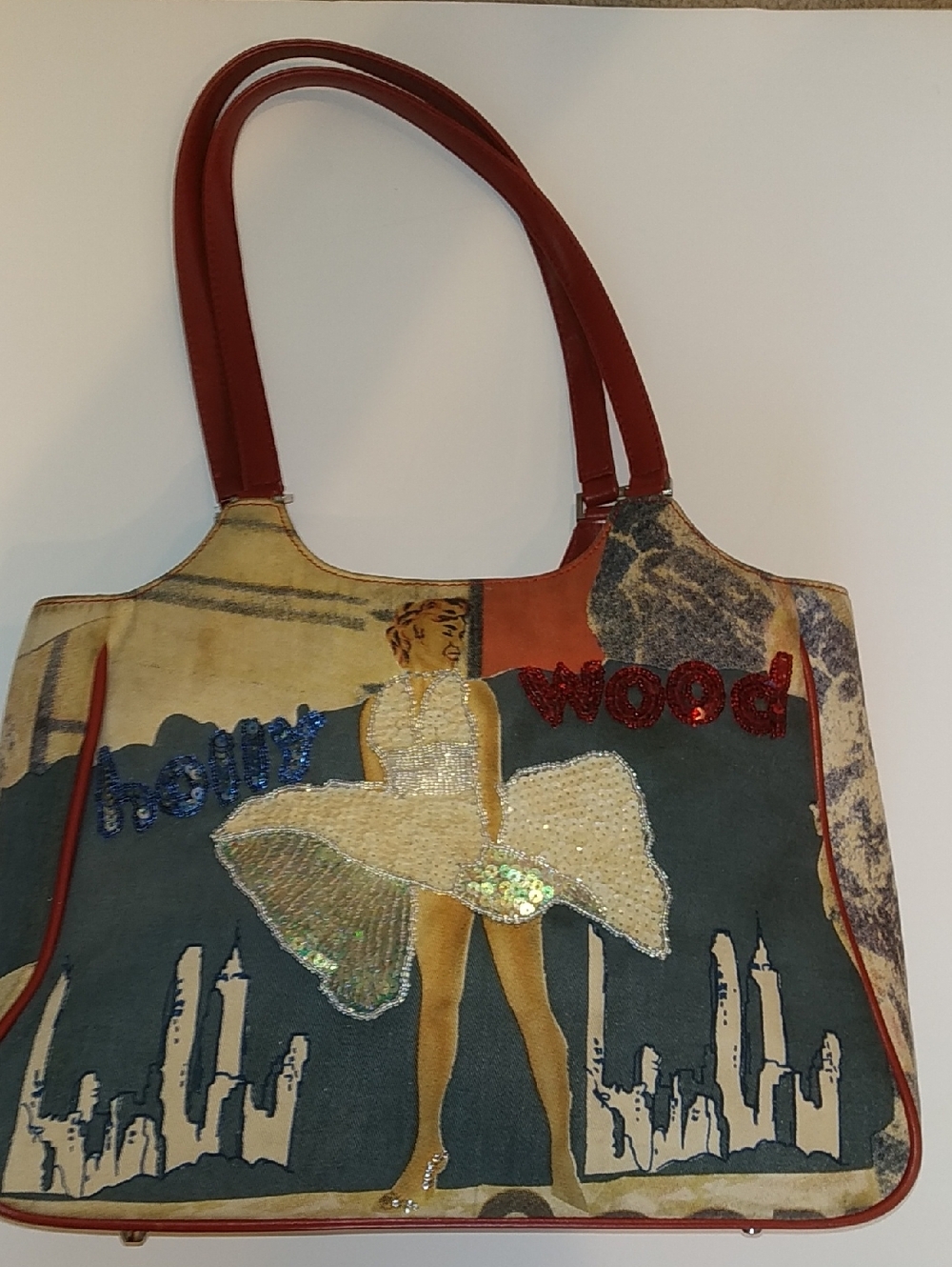Vintage Sequin Marilyn Graphic Tote Bag in Red and Multicolor